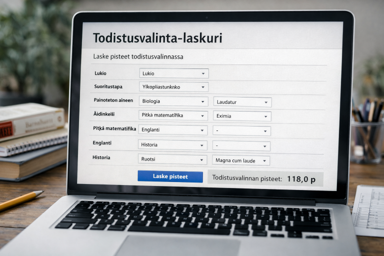 Todistusvalinta laskuri